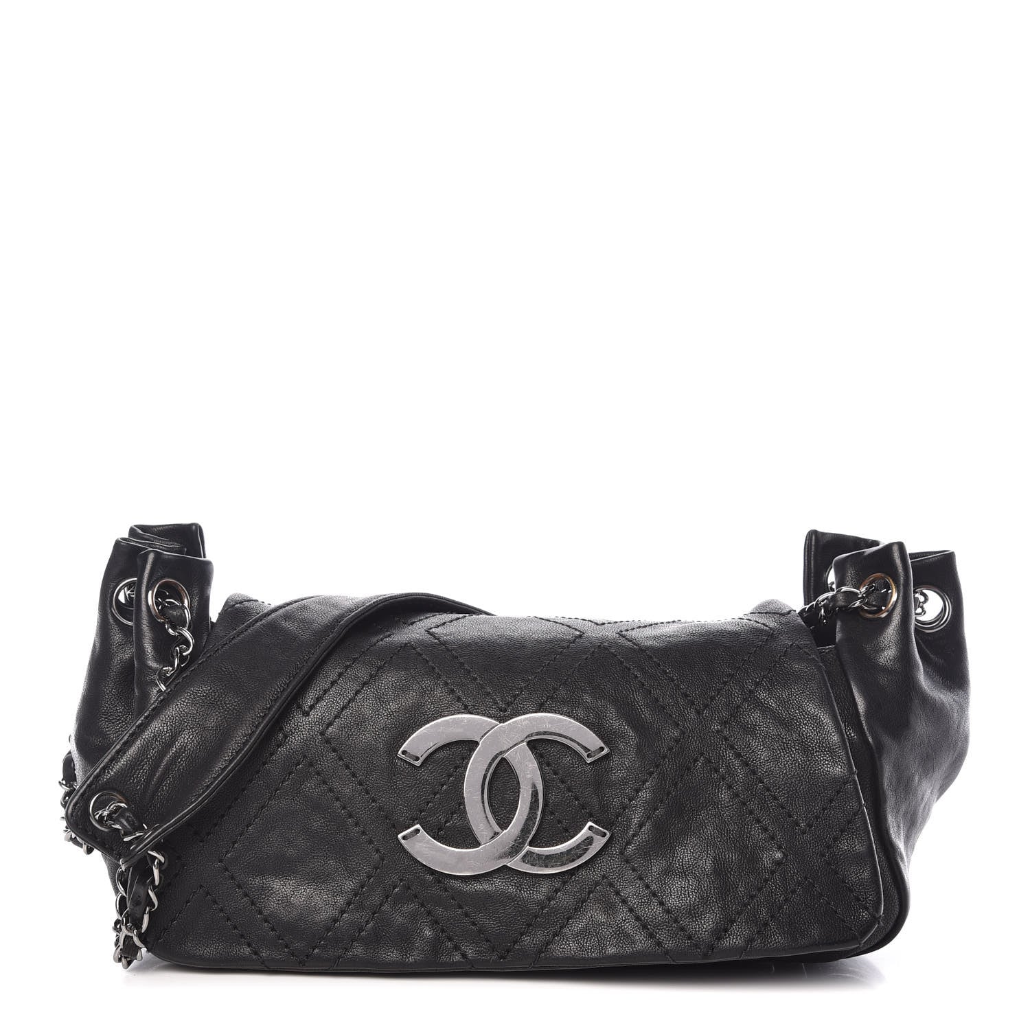 Chanel Calfskin Diamond Stitch Accordion Flap Black 1 of 12