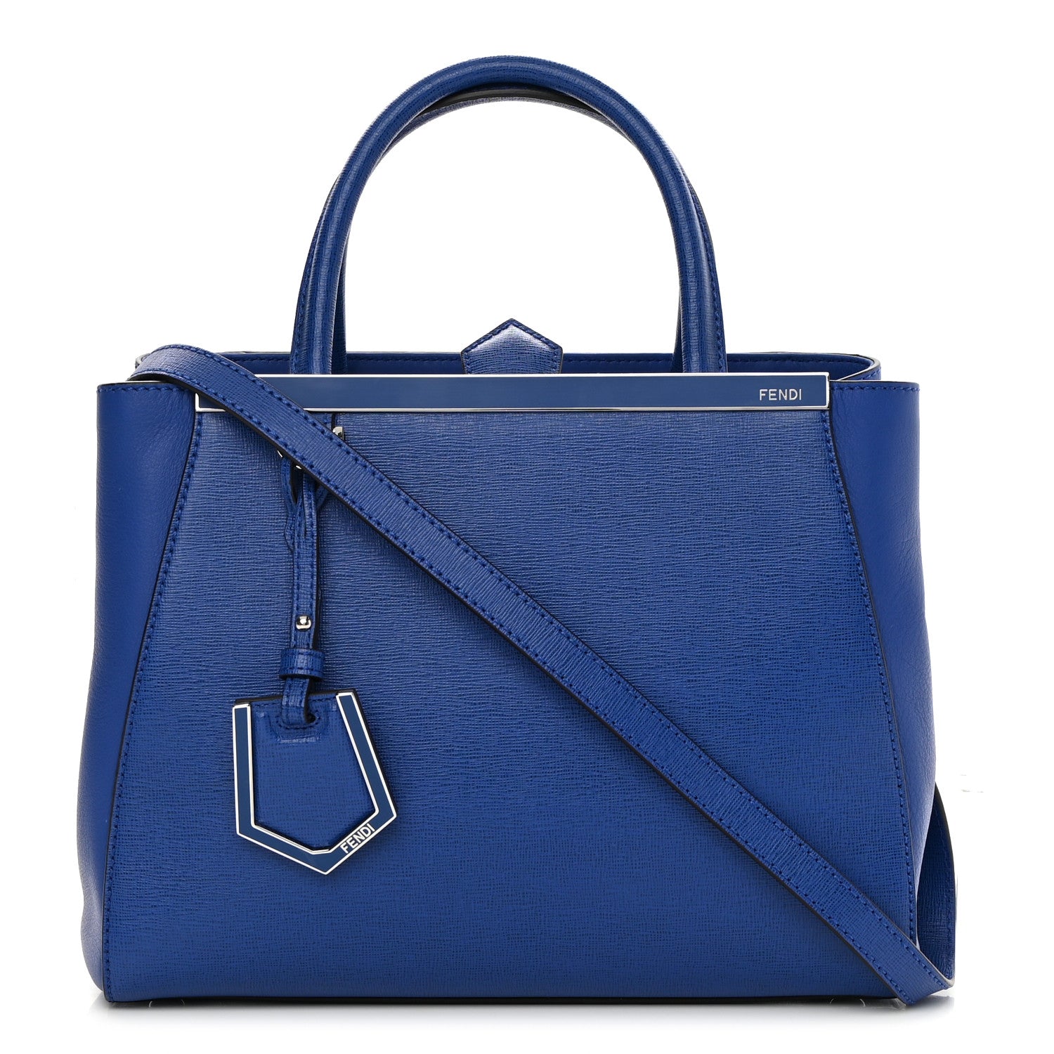 Fendi Vitello Elite Petite 2Jours Tote Blue Neon 1 of 10