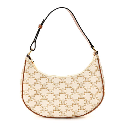 Celine Canvas Calfskin Ava Triomphe Shoulder Bag White 1 of 10