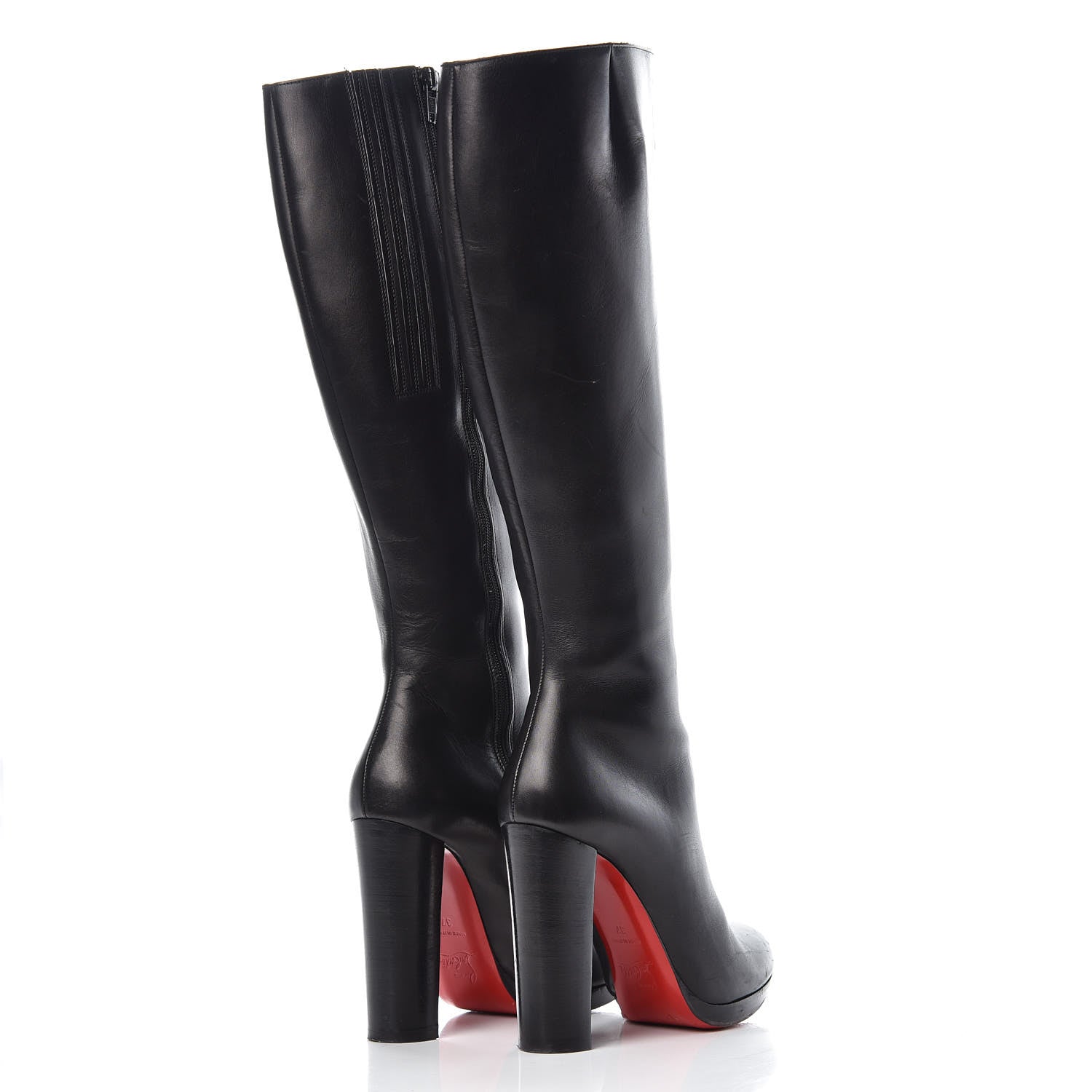 Christian Louboutin Calfskin Miss Tack Alta 100 Boots 37 Black 4 of 18