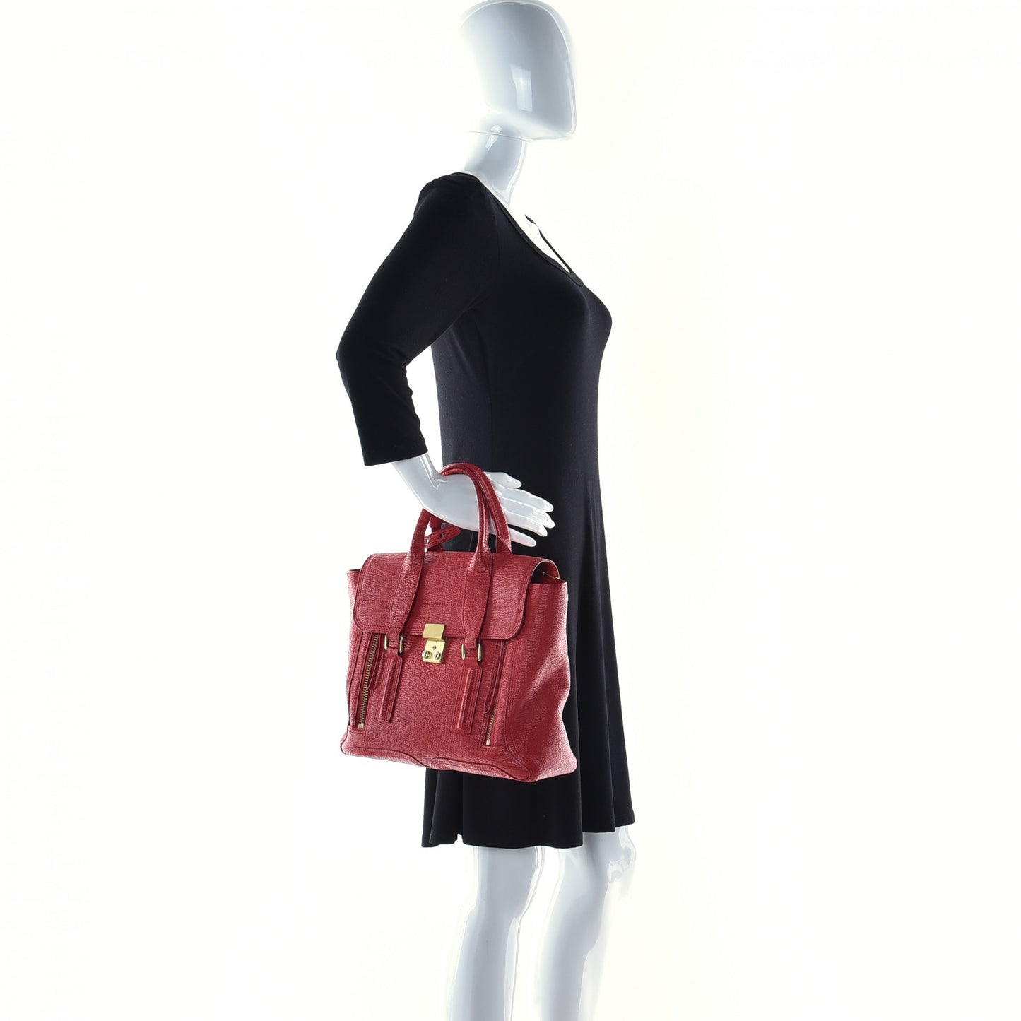 Textured Calfskin Medium Pashli Satchel Red