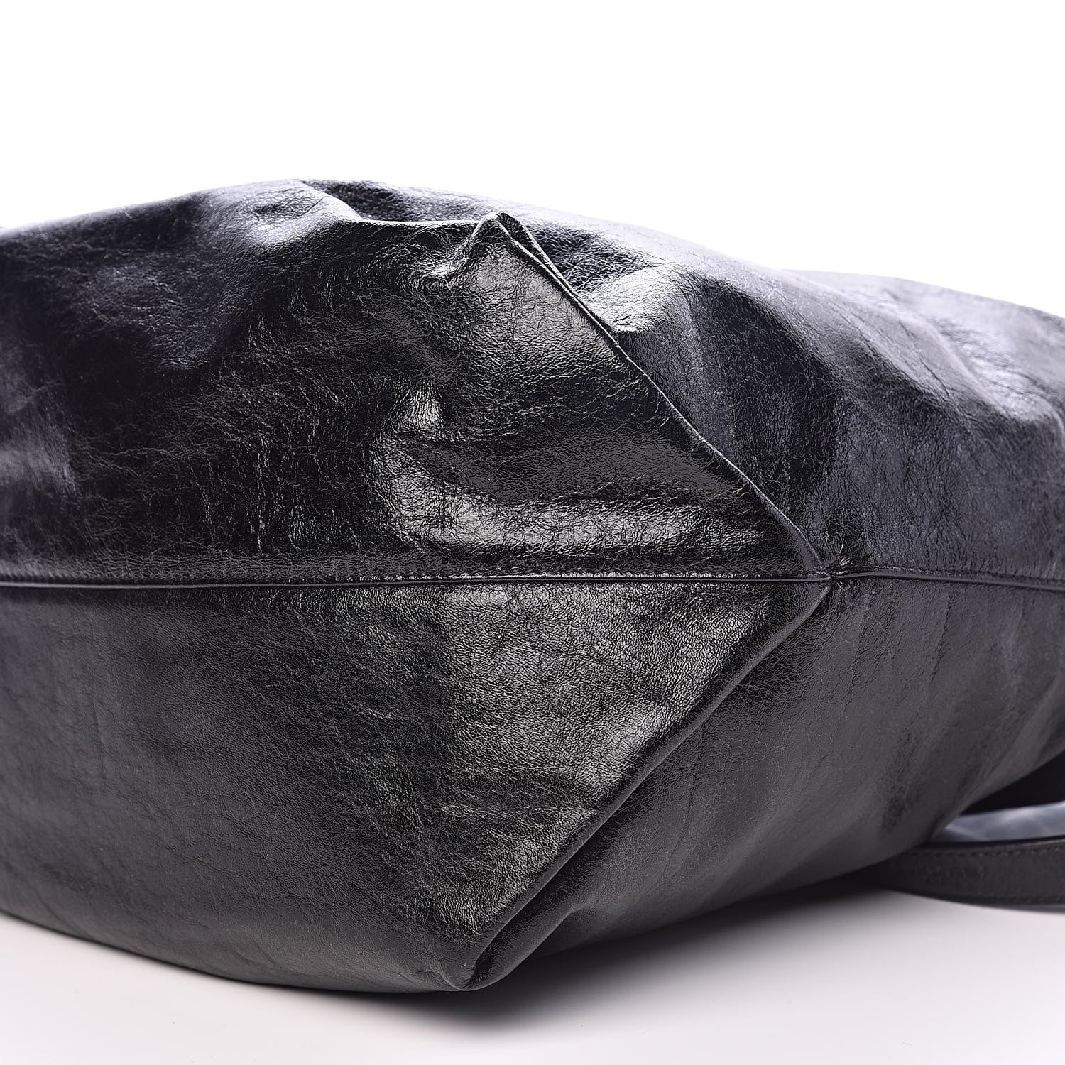 Saint Laurent Cracked Shiny Calfskin Teddy Drawstring Bag Black 9 of 10