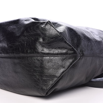 Saint Laurent Cracked Shiny Calfskin Teddy Drawstring Bag Black 9 of 10