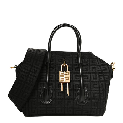 Givenchy Embroidered Canvas Mini Lock Antigona Shoulder Bag Black 1 of 8