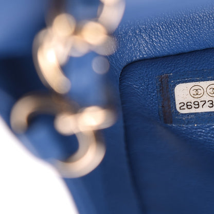 Chanel Lambskin Chevron Quilted Mini Rectangular Flap Blue 7 of 7