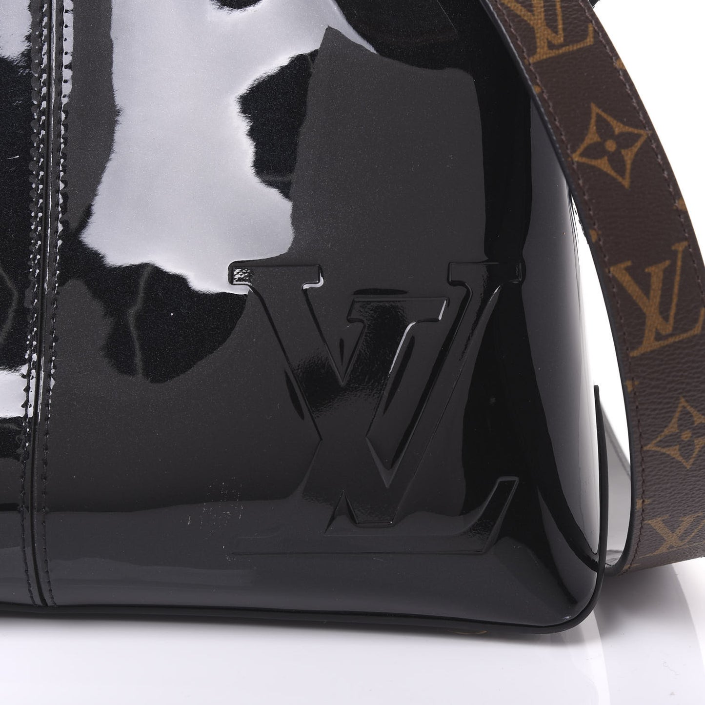 Patent Calfskin Miroir Tote Black