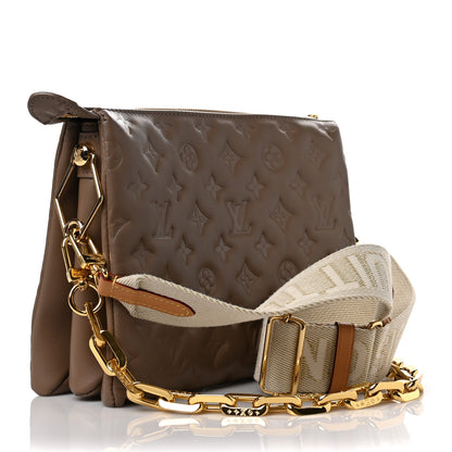Louis Vuitton Lambskin Embossed Monogram Coussin PM Taupe 3 of 8