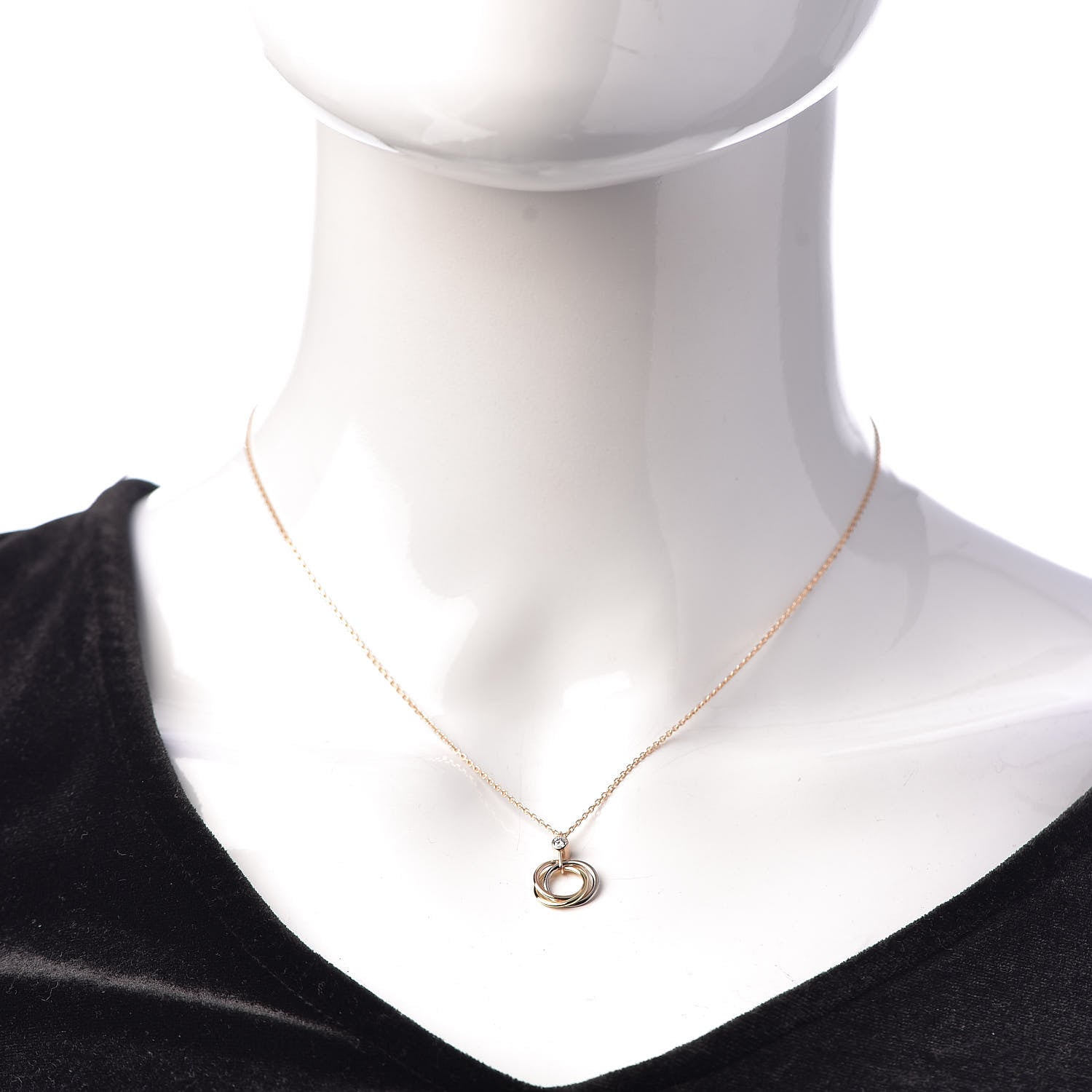 Cartier 18K Pink Yellow White Gold Diamond Trinity Pendant Necklace 2 of 5