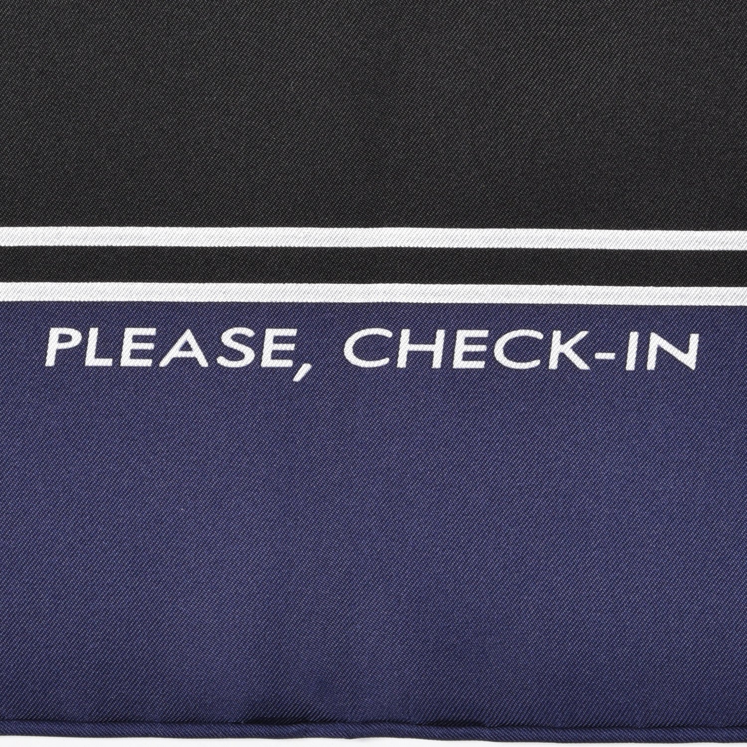 Hermes Silk Please Check In Scarf 90 Marine Black White 4 of 6