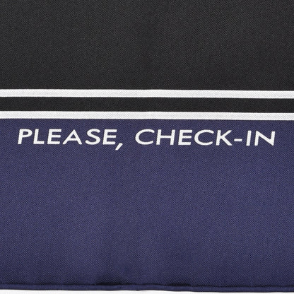 Hermes Silk Please Check In Scarf 90 Marine Black White 4 of 6