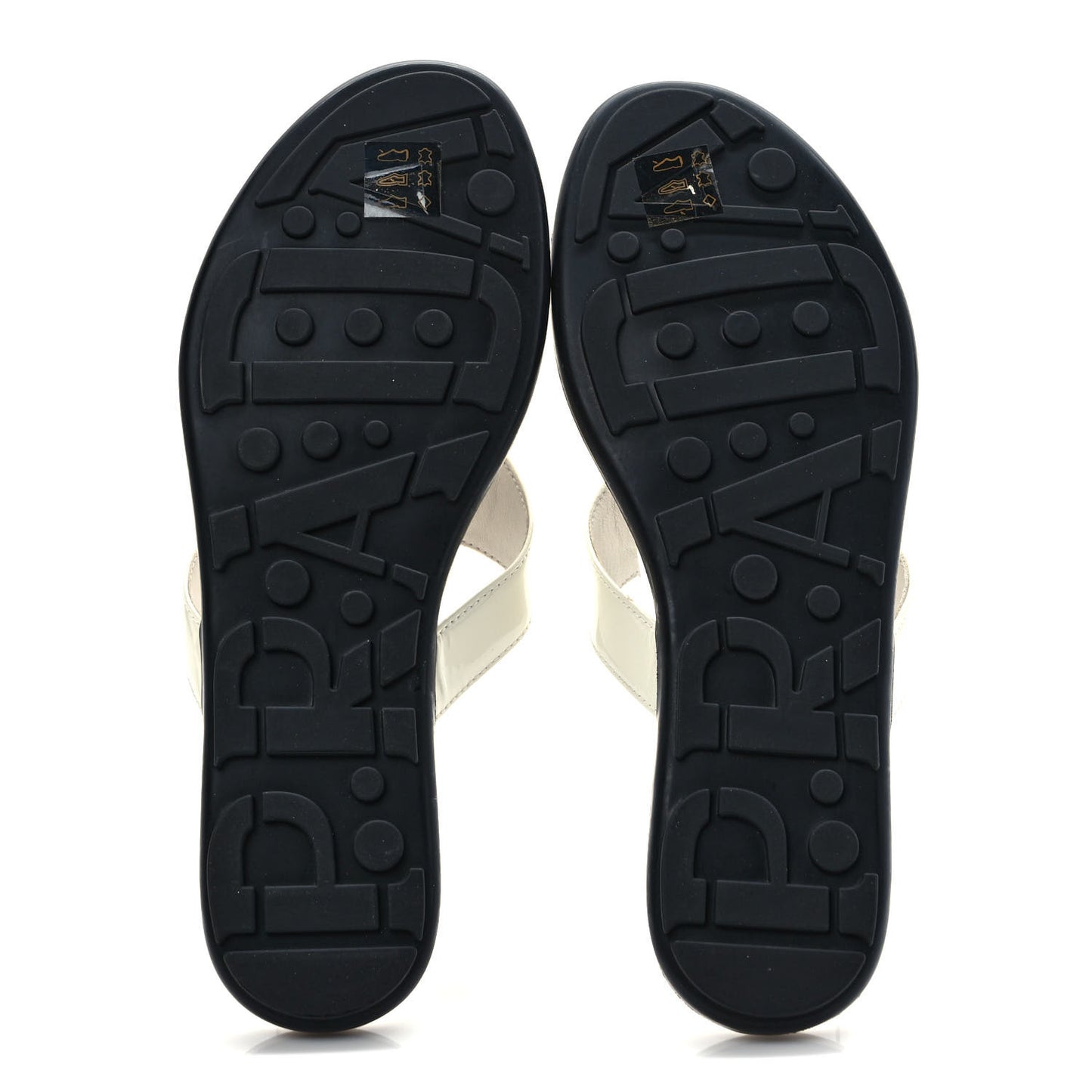 Patent Calfskin Logo Thong Sandals 38 White