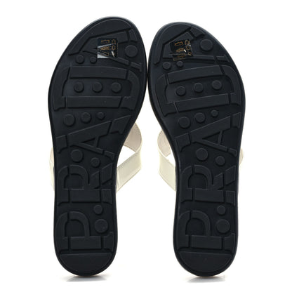 Prada Patent Calfskin Logo Thong Sandals 38 White 5 of 7