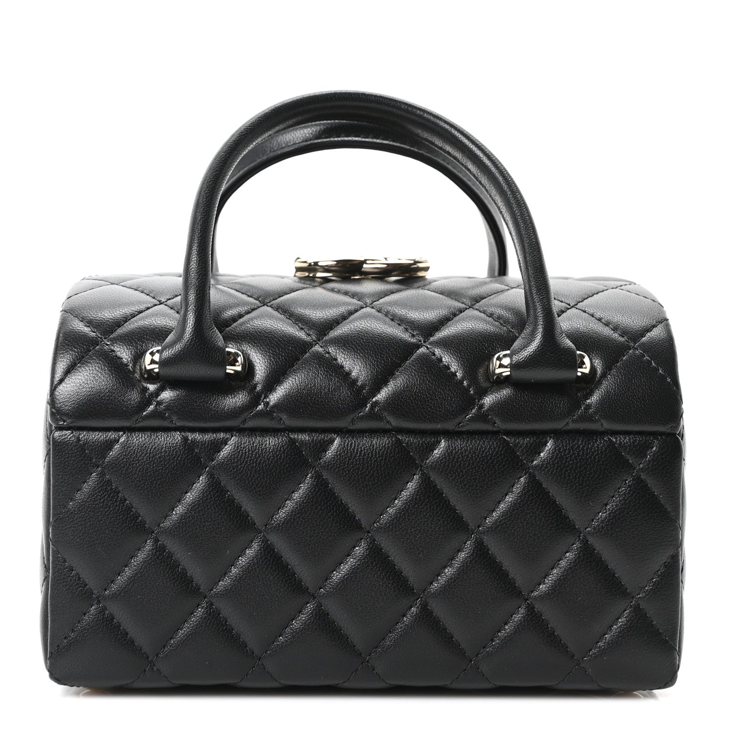 Chanel Shiny Lambskin Quilted Top Handle Jewelry Box Bag Black 1 of 11