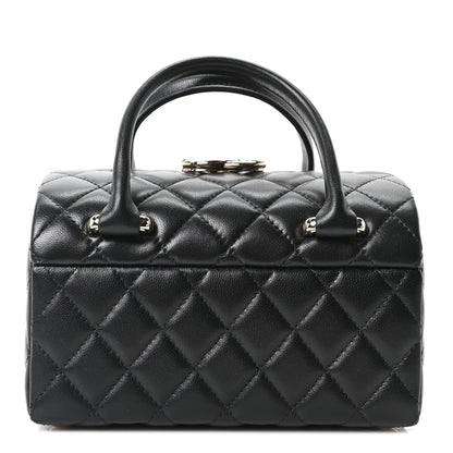 Chanel Shiny Lambskin Quilted Top Handle Jewelry Box Bag Black 1 of 11