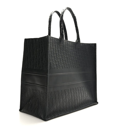 Christian Dior Oblique Calfskin Embossed Book Tote Black 3 of 9
