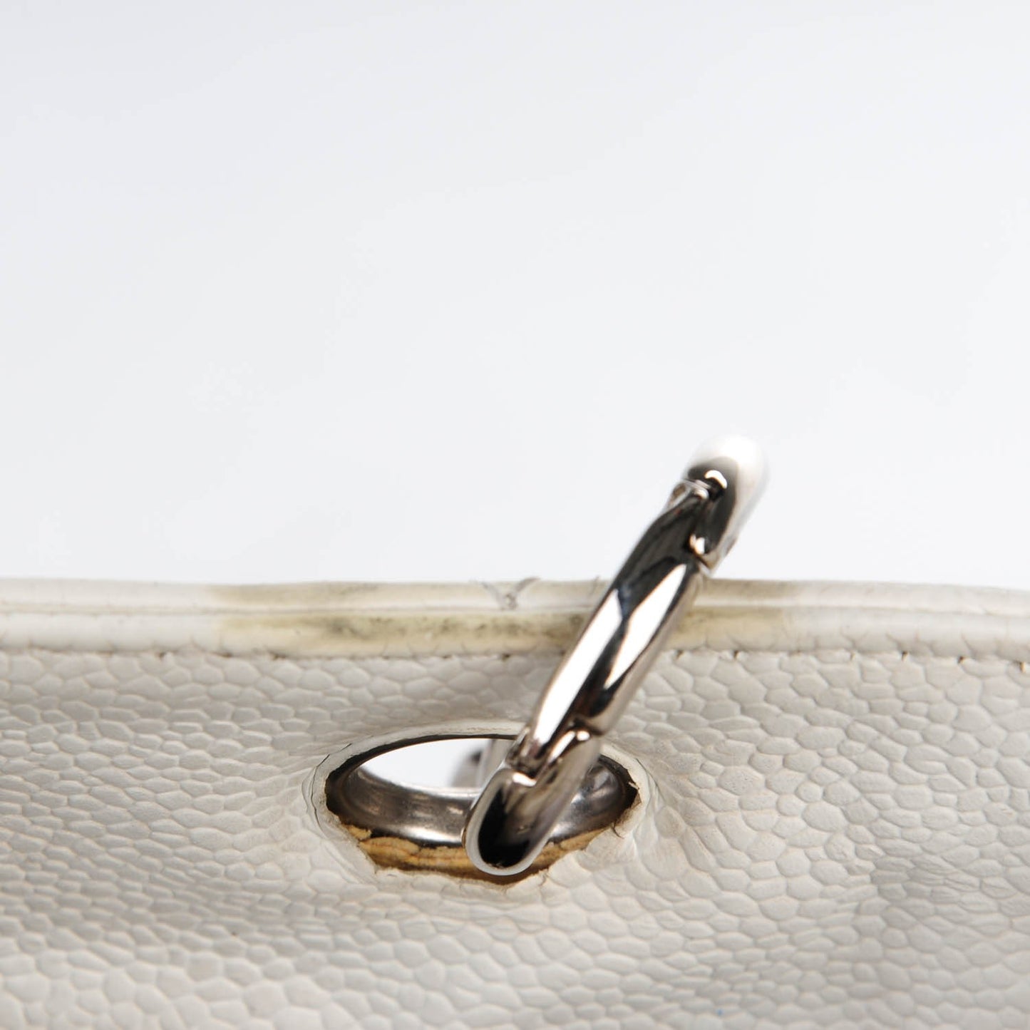 Caviar Quilted Petit Shopping Tote PST White