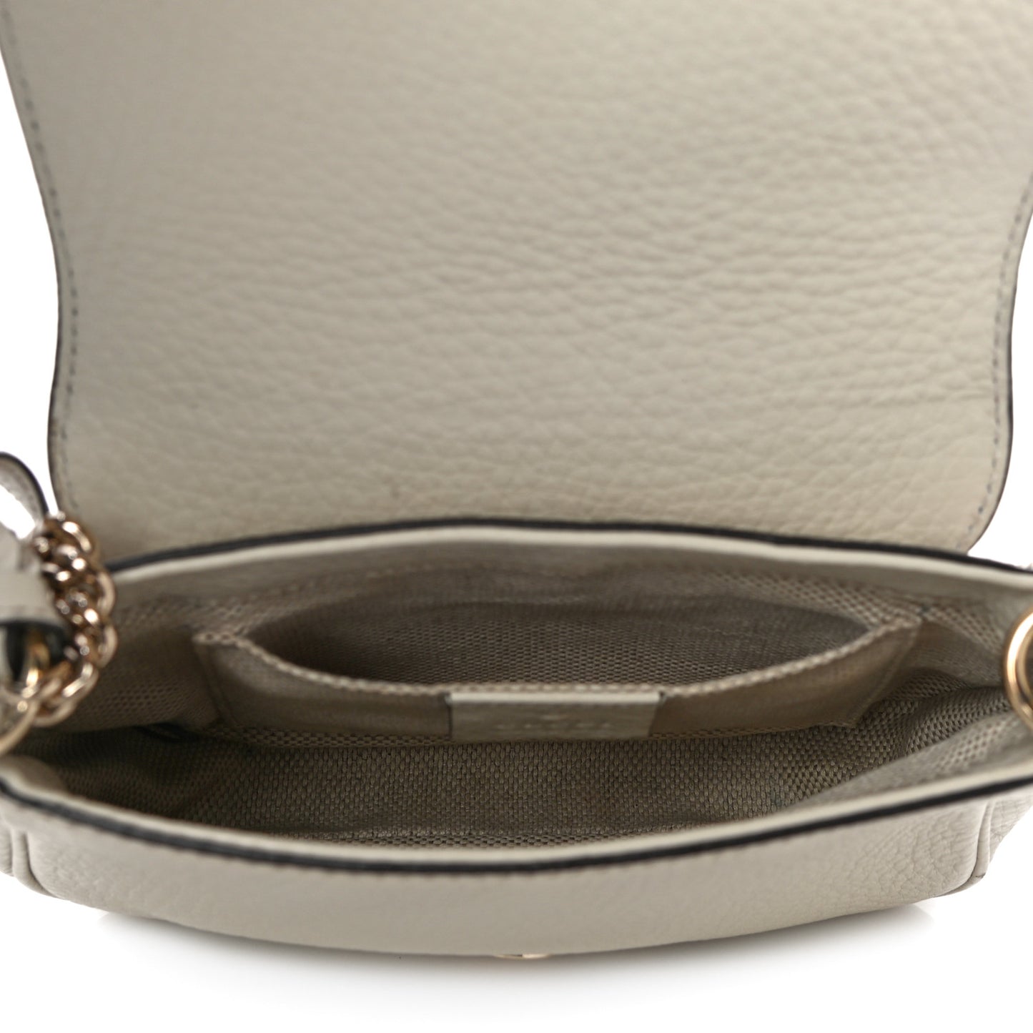 Pebbled Calfskin Small Soho Flap Crossbody Off White