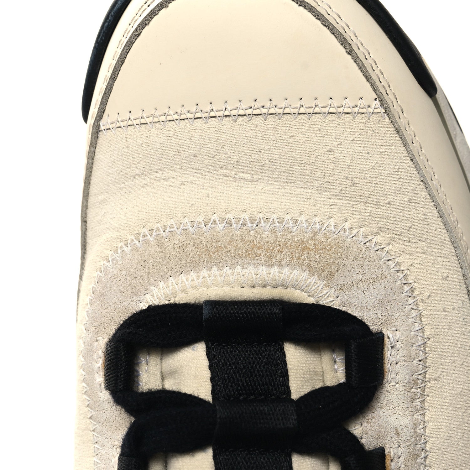 Chanel Velvet Calfskin Mixed Fibers CC Sneakers 40 Ivory Black 9 of 10