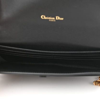 Christian Dior Grained Calfskin Saddle Chain Wallet Pouch Black 6 of 12