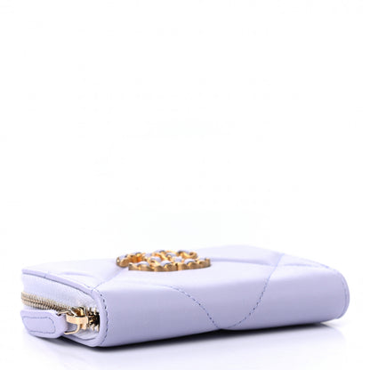 Chanel Lambskin Quilted Chanel 19 Zip Around Coin Purse Wallet Light Purple 4 of 7