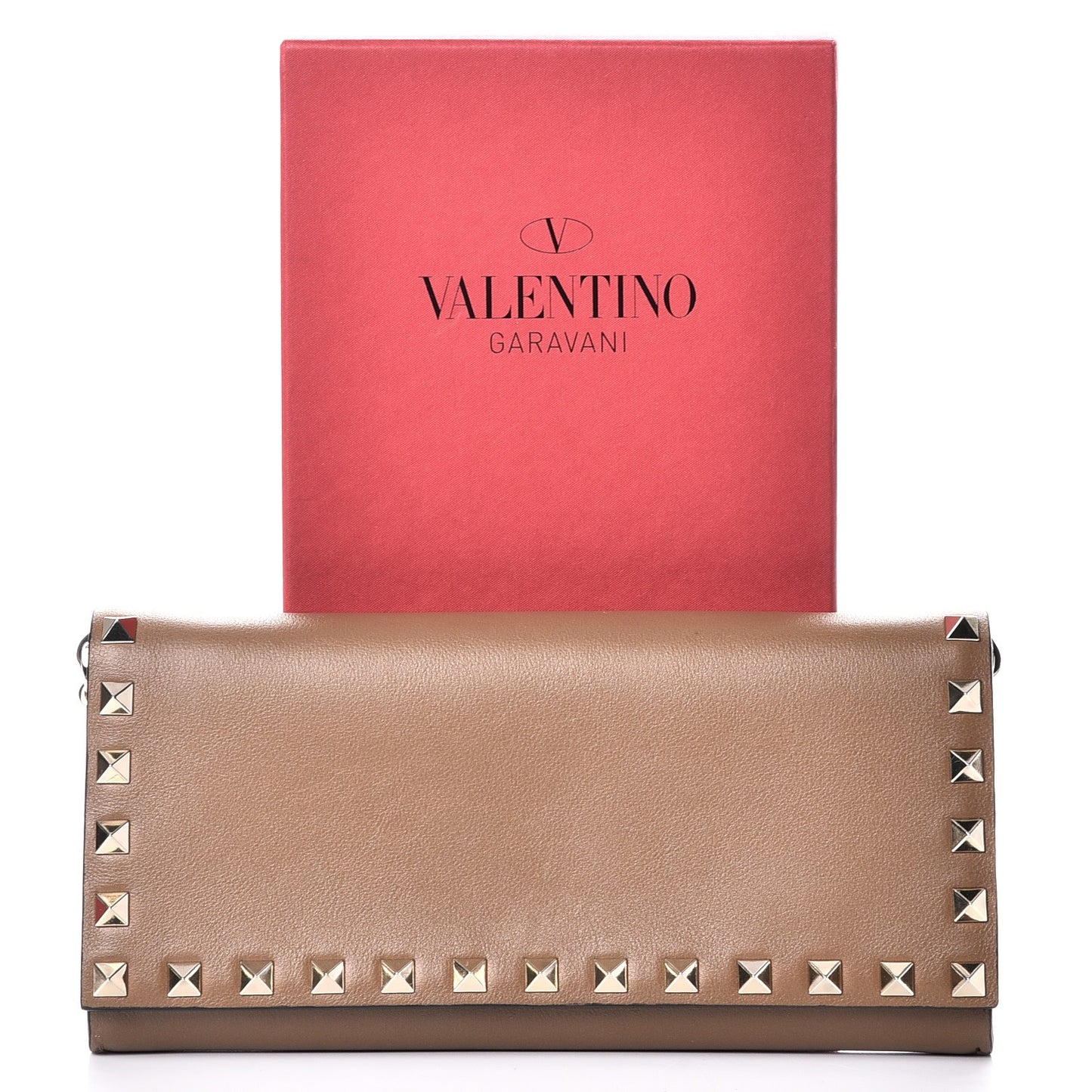 Vitello Rockstud Flap Wallet On Chain Brown