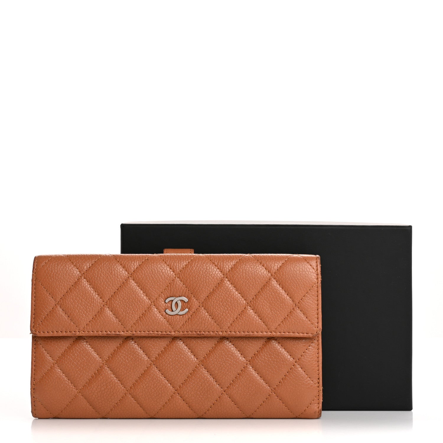 Chanel Caviar Quilted Long Flap Wallet Light Brown 19 of 19