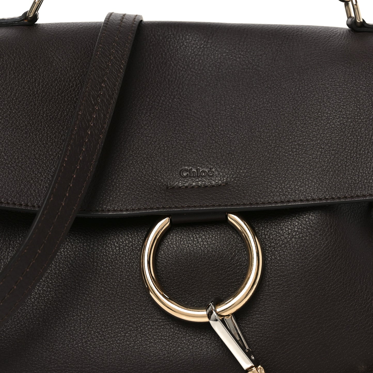Calfskin Small Faye Day Shoulder Bag Dark Brown