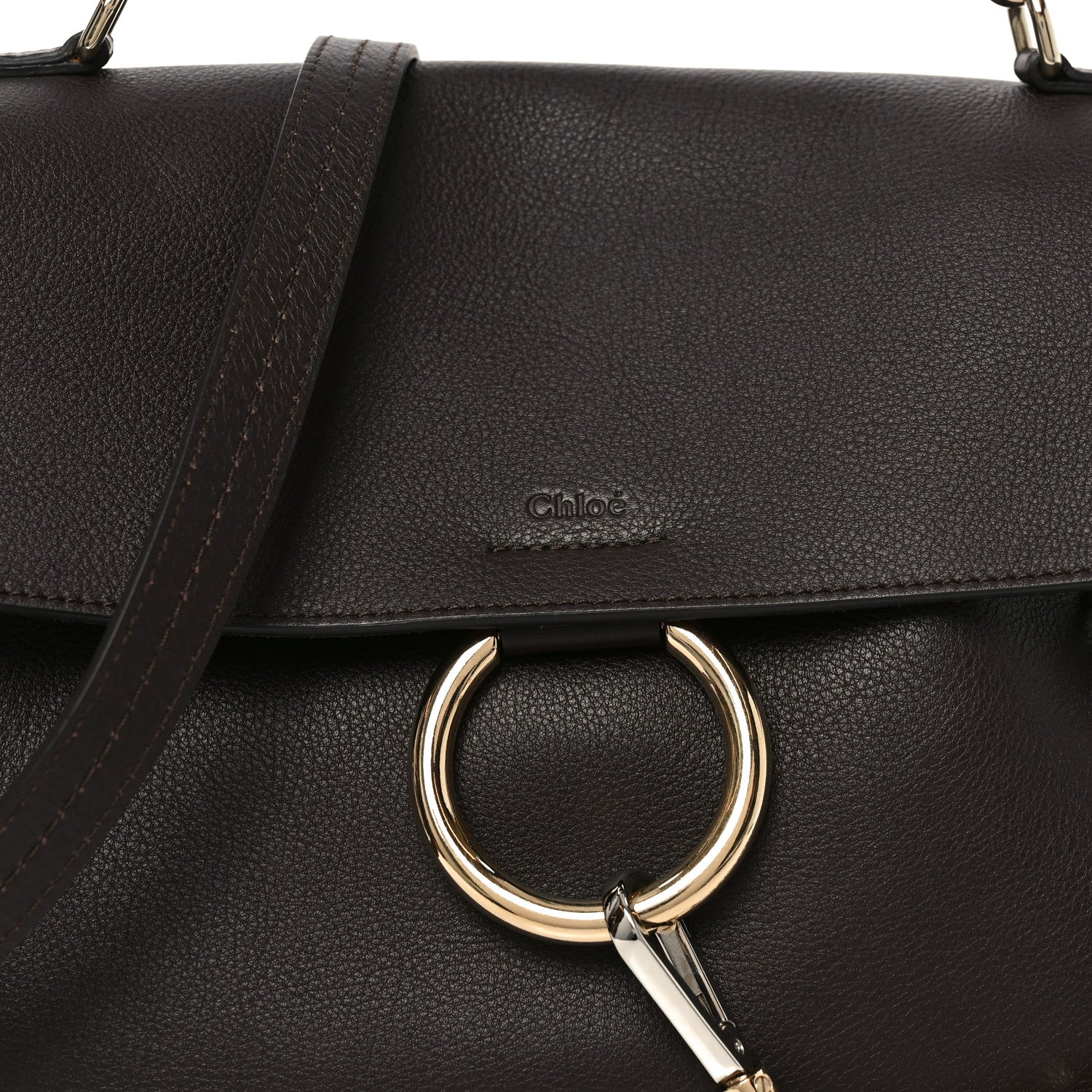 Chloe Calfskin Small Faye Day Shoulder Bag Dark Brown 8 of 10