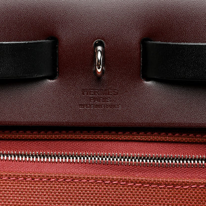 Hermes Military Toile Vache Hunter Tri-Color Herbag Zip Retourne 31 PM Rouge H Ebene Black 7 of 12