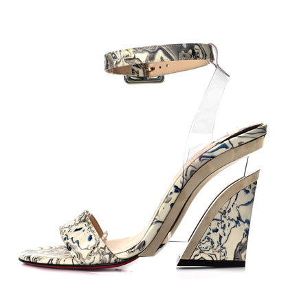Christian Louboutin Patent Marble Swirl Levitallo 100 Sandals 38.5 Multicolor 1 of 8