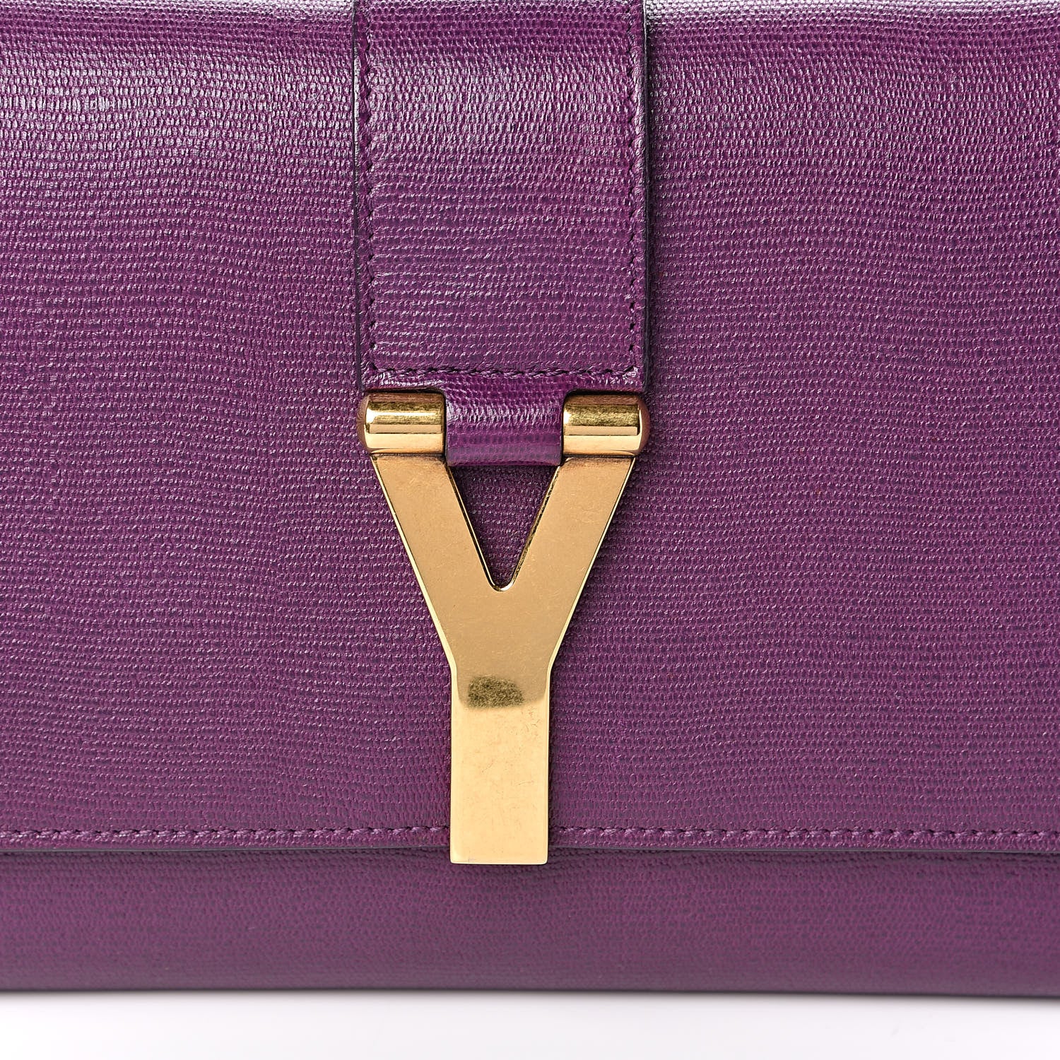 Saint Laurent Textured Calfskin Classic Y Ligne Clutch Purple 8 of 9