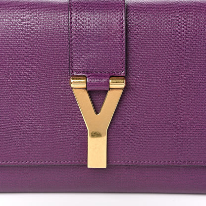Saint Laurent Textured Calfskin Classic Y Ligne Clutch Purple 8 of 9