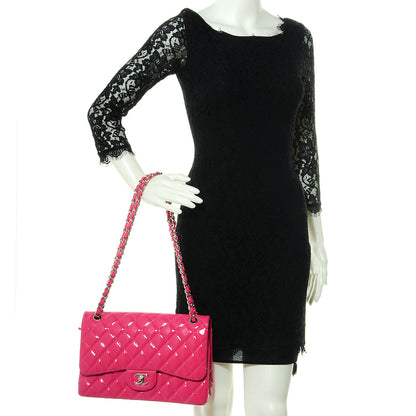 Chanel Patent Jumbo Double Flap Hot Pink 2 of 11