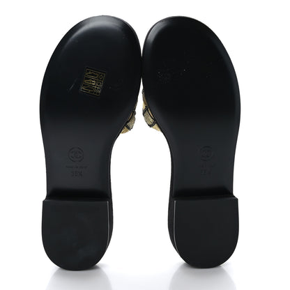 Chanel Pearl Embroidery CC Mules 36.5 Gold Black 5 of 8