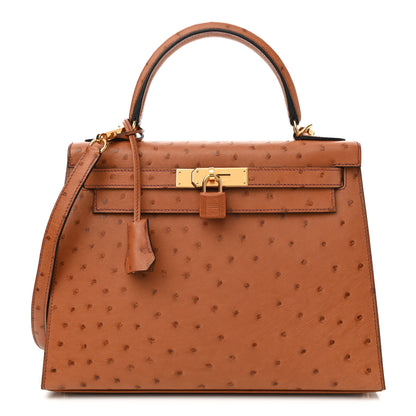 Hermes Ostrich Kelly Sellier 28 Gold 1 of 9