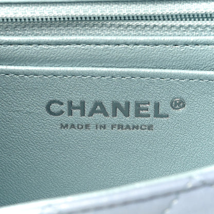 Chanel Perforated Lambskin Quilted Mini Rectangular Flap Light Blue Light Purple White 6 of 11