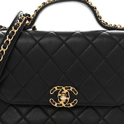 Chanel Lambskin Quilted Small Chain Infinity Top Handle Flap Black 8 of 12