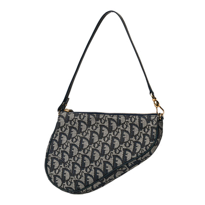 Christian Dior Monogram Mini Saddle Pochette Navy 1 of 11