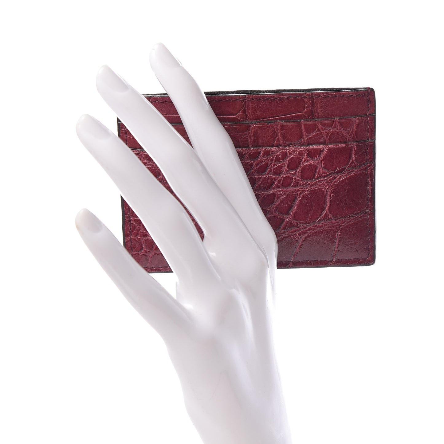 Crocodile Card Holder Cherry Gloss