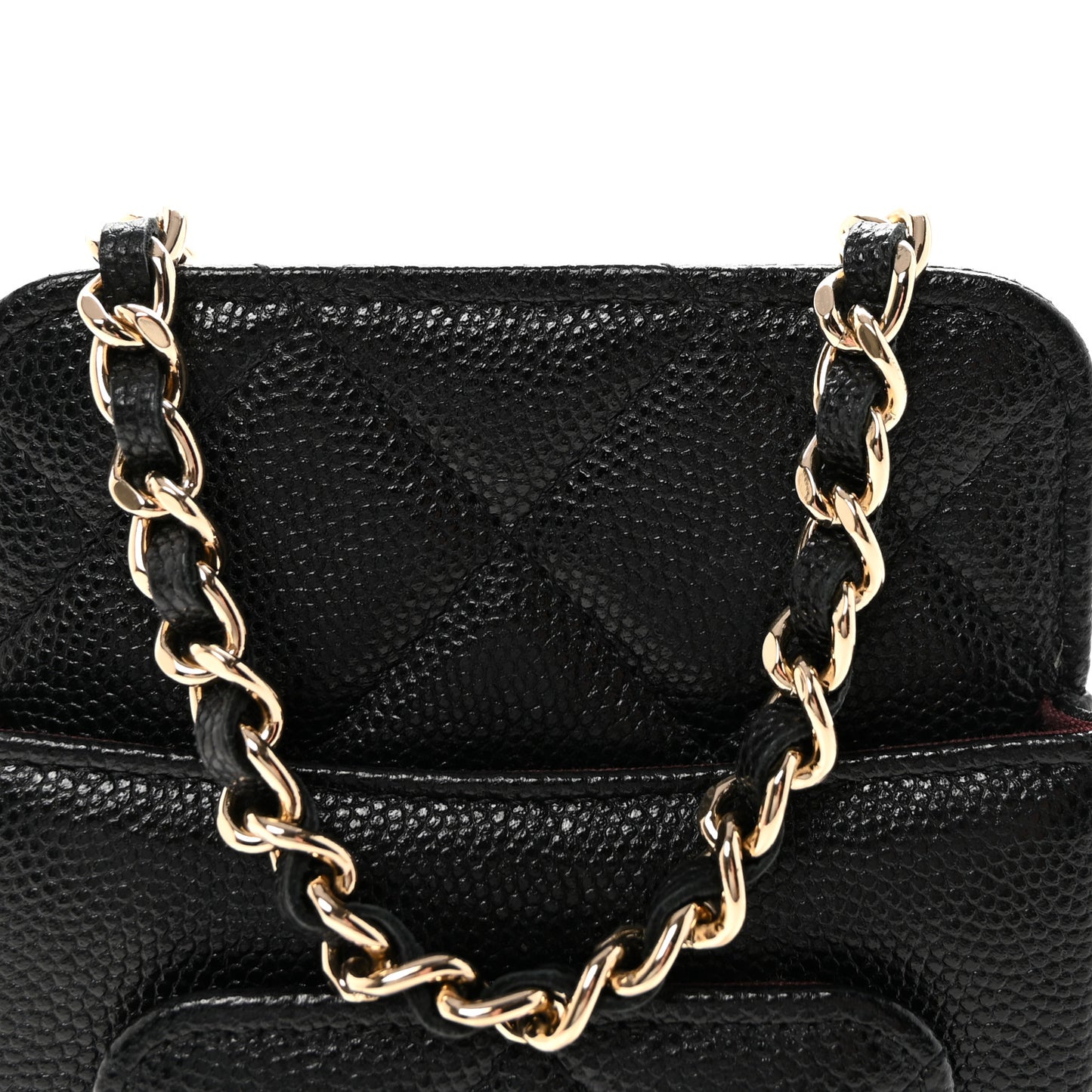 Caviar Quilted Zip Phone Case Black