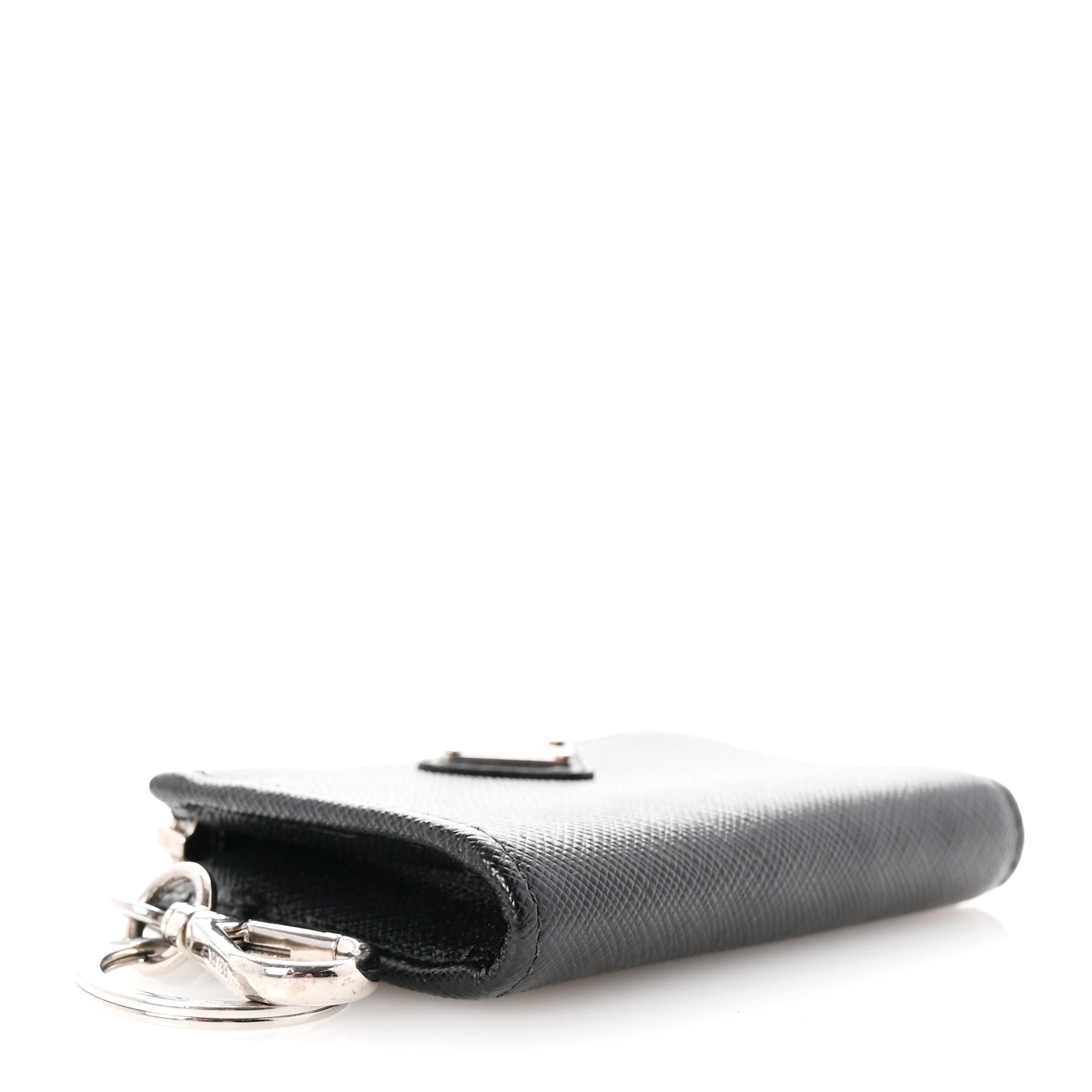 Prada Saffiano Metal Triangle Key Pouch Black 4 of 7