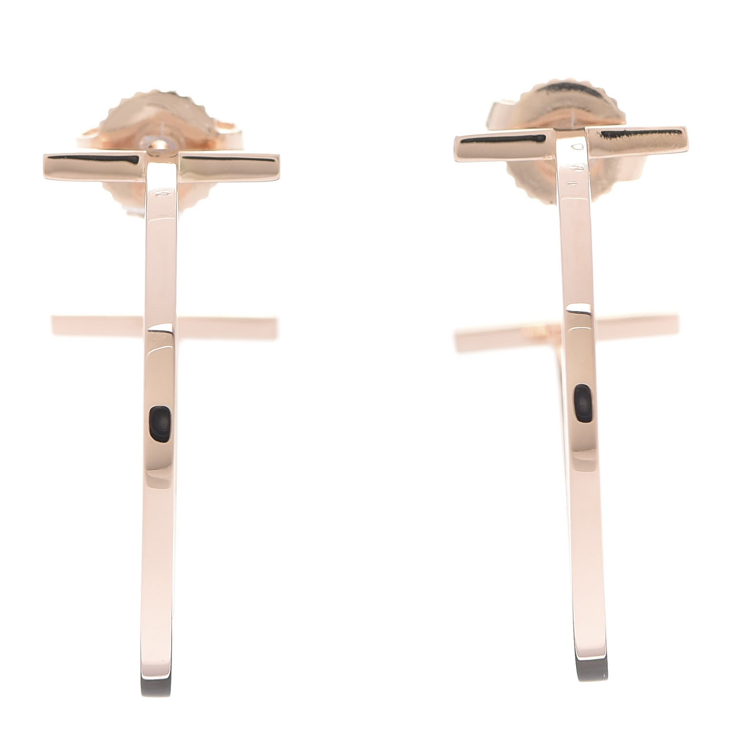 Tiffany 18K Rose Gold Medium T Wire Hoop Earrings 1 of 5