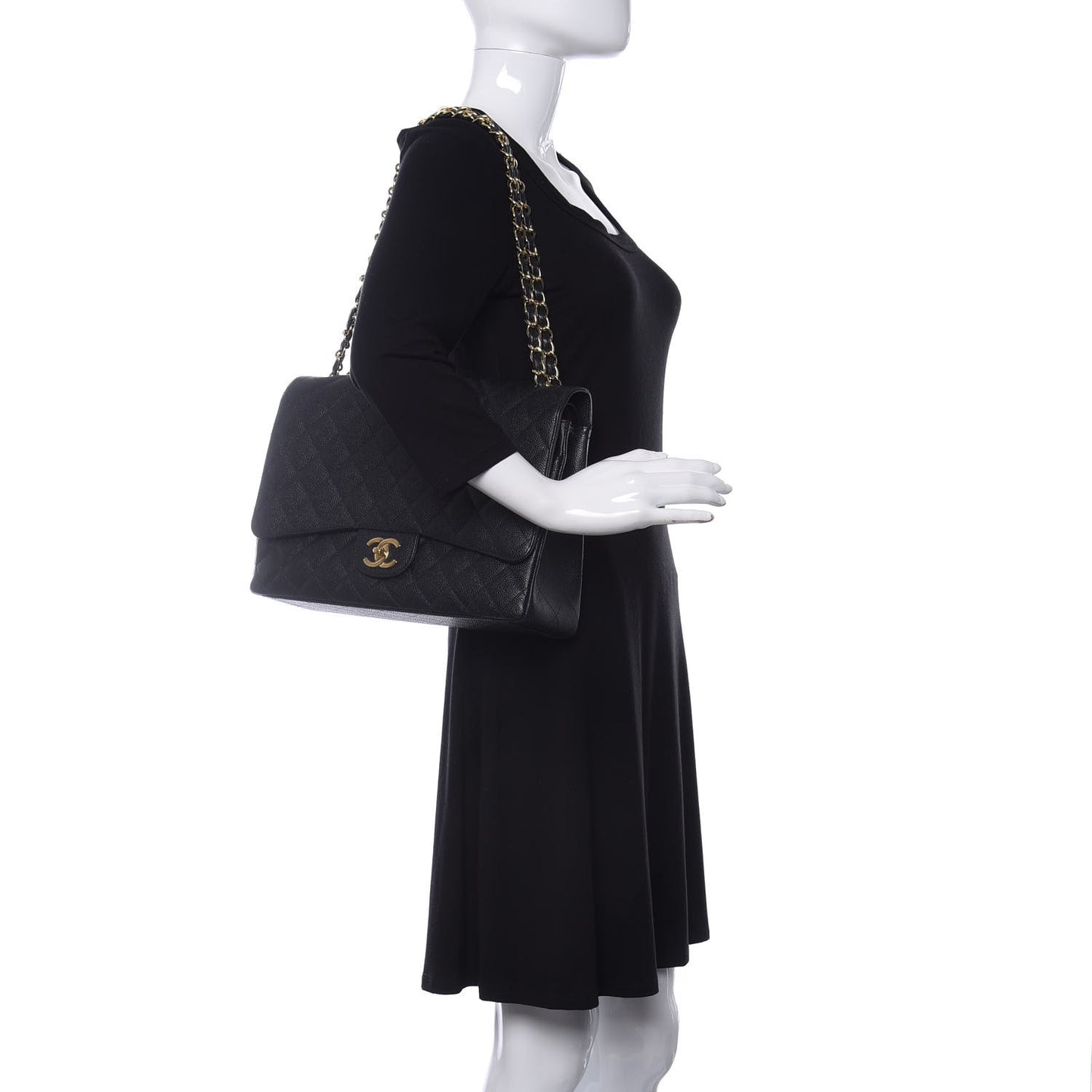 Caviar Quilted Maxi Double Flap Black
