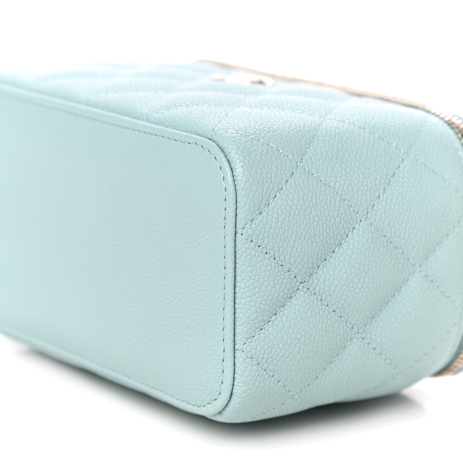 Chanel Caviar Quilted Small Tiny CC Vanity Case With Chain Light Blue 10 of 11
