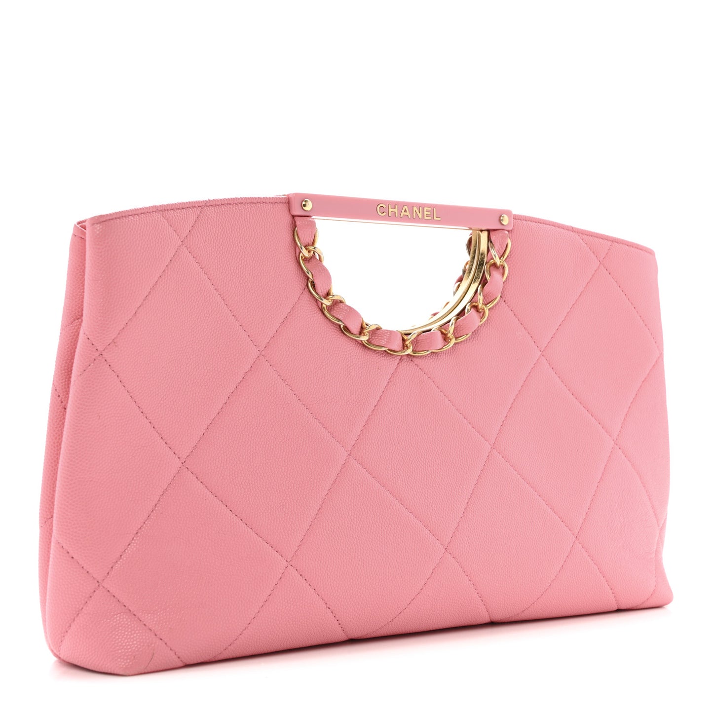 Caviar Quilted A Real Catch Clutch Pink