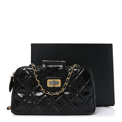 Chanel Glazed Crinkled Lambskin Small Reissue Zip Shopping Tote Black 11 of 12
