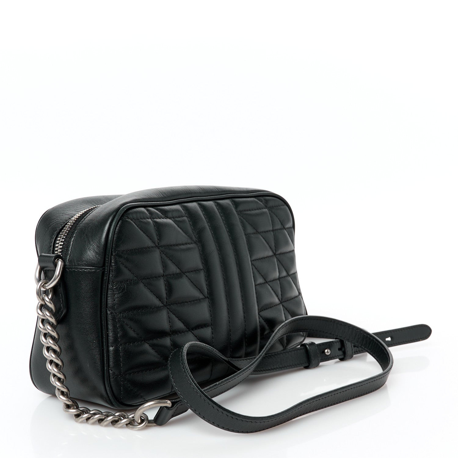 Gucci Calfskin Matelasse Aria Small GG Marmont Chain Shoulder Bag Black 3 of 10