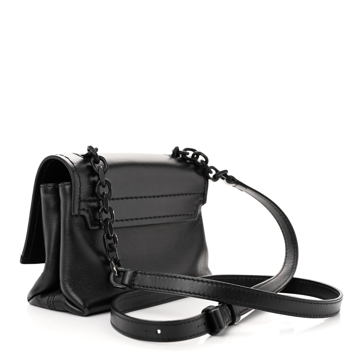 Calfskin Diag Small Binder Clip Crossbody Black