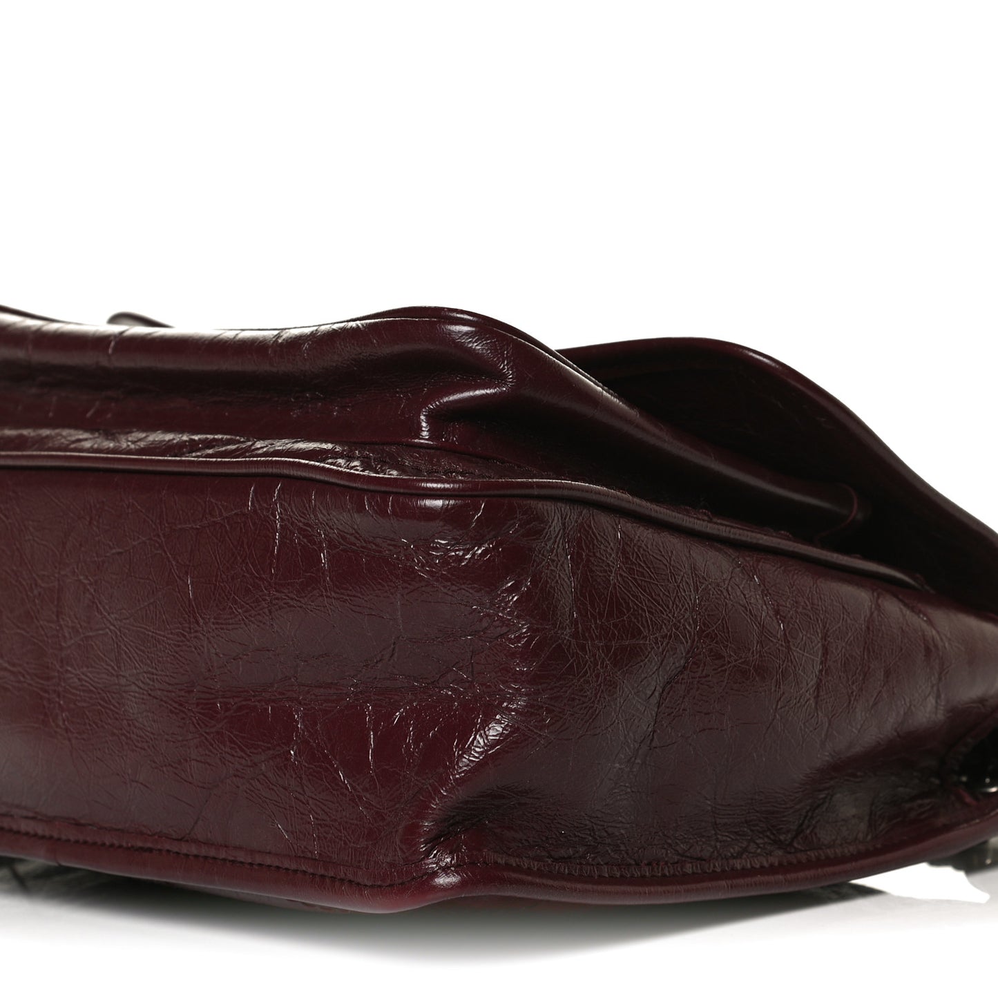 Crinkled Calfskin Matelasse Monogram Medium Niki Chain Satchel Burgundy