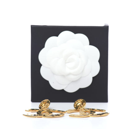 Chanel Metal Large Paris Button Earrings Gold 5 of 5